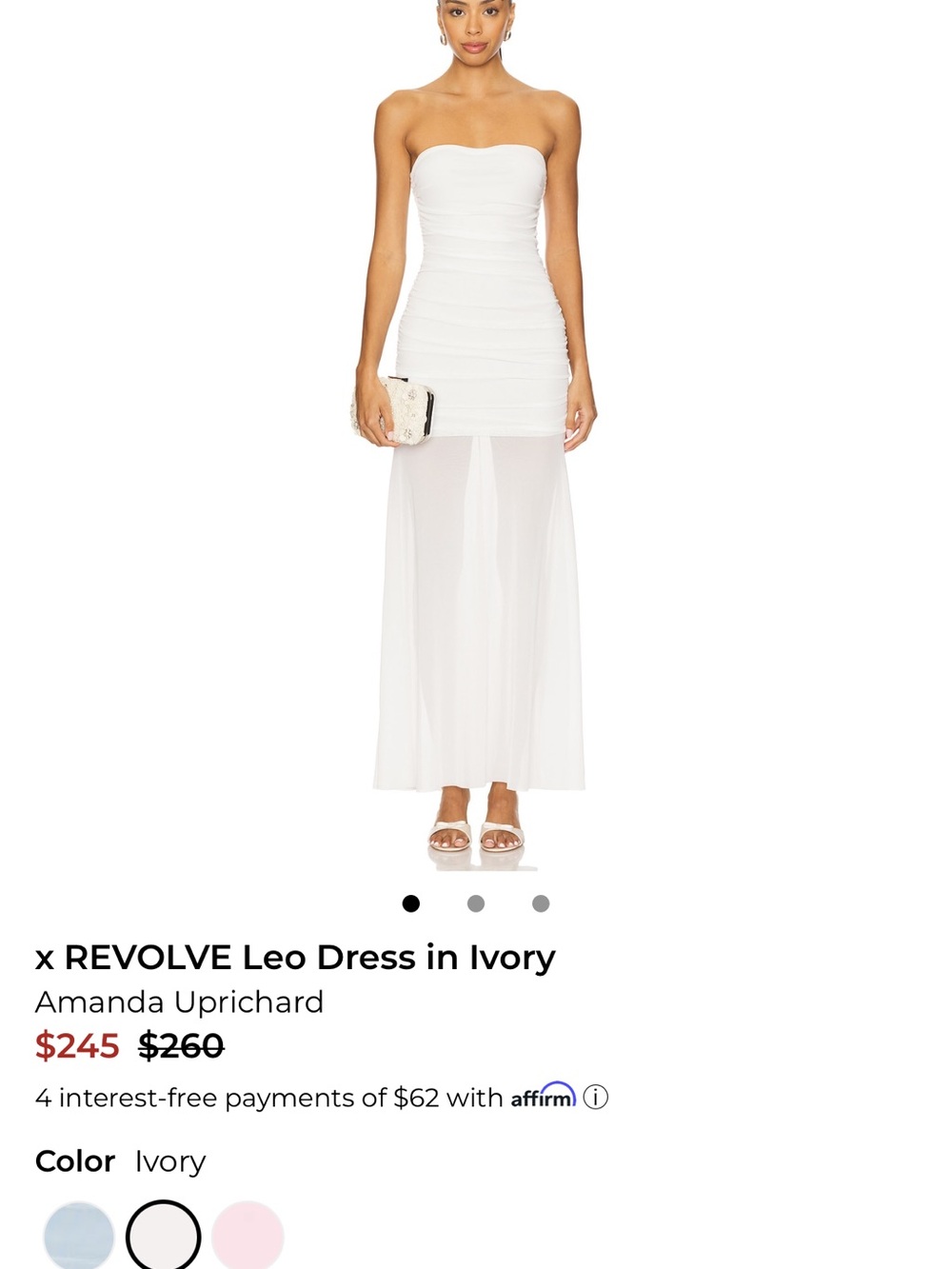 REVOLVE Strapless Sheer-Hem Maxi Dress in Ivory